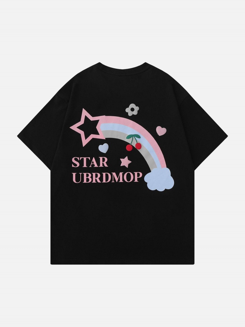 T Shirts Aelfric Eden Stars Rainbow Print Tee Abricot | RQZ-30035999